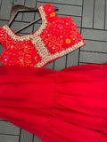HEAVY GEORGETTE WITH EMBROIDERY WORK BELT LEHENGA KOTI BLOUSE SET