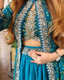 HEAVY GEORGETTE WITH EMBROIDERY WORK BELT LEHENGA KOTI BLOUSE SET