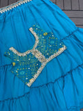 HEAVY GEORGETTE WITH EMBROIDERY WORK BELT LEHENGA KOTI BLOUSE SET