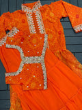 HEAVY GEORGETTE WITH EMBROIDERY WORK BELT LEHENGA KOTI BLOUSE SET