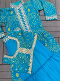 HEAVY GEORGETTE WITH EMBROIDERY WORK BELT LEHENGA KOTI BLOUSE SET