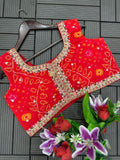 HEAVY GEORGETTE WITH EMBROIDERY WORK BELT LEHENGA KOTI BLOUSE SET