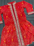 HEAVY GEORGETTE WITH EMBROIDERY WORK BELT LEHENGA KOTI BLOUSE SET