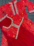 HEAVY GEORGETTE WITH EMBROIDERY WORK BELT LEHENGA KOTI BLOUSE SET