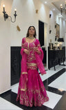 Designer Heavy Sindoor Silk Party Wear Top  Sharara and Dupatta Set
