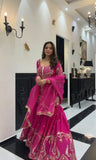 Designer Heavy Sindoor Silk Party Wear Top  Sharara and Dupatta Set