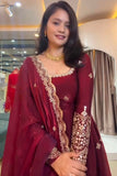 Heavy Two Tone Fandy Silk with Embroidery Sequins Work & Neck In Hand Pearl Work Salwar Kameez
