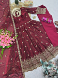 Heavy Two Tone Fandy Silk with Embroidery Sequins Work & Neck In Hand Pearl Work Salwar Kameez