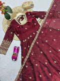 Heavy Two Tone Fandy Silk with Embroidery Sequins Work & Neck In Hand Pearl Work Salwar Kameez