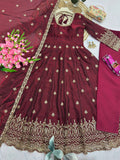 Heavy Two Tone Fandy Silk with Embroidery Sequins Work & Neck In Hand Pearl Work Salwar Kameez