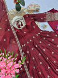 Heavy Two Tone Fandy Silk with Embroidery Sequins Work & Neck In Hand Pearl Work Salwar Kameez