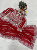 Premium And Classic Faux Georgette Designer Soft Saree With Laheriya Pattern