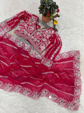 Premium And Classic Faux Georgette Designer Soft Saree With Laheriya Pattern