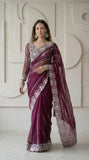 Premium And Classic Faux Georgette Designer Soft Saree With Laheriya Pattern