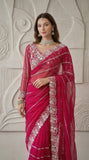 Premium And Classic Faux Georgette Designer Soft Saree With Laheriya Pattern