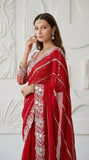 Premium And Classic Faux Georgette Designer Soft Saree With Laheriya Pattern