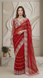 Premium And Classic Faux Georgette Designer Soft Saree With Laheriya Pattern