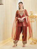 Designer Party Wear Heavy Fandy Silk  Top With Farshi Salwar