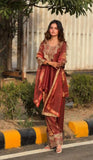 Designer Party Wear Heavy Fandy Silk  Top With Farshi Salwar