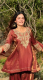 Designer Party Wear Heavy Fandy Silk  Top With Farshi Salwar