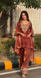 Designer Party Wear Heavy Fandy Silk  Top With Farshi Salwar