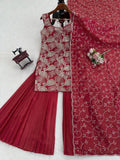 Simmer silk with Soft Micro Cotton lining with Thread Sequence Work Salwar Kameez
