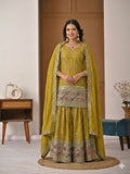 Latest Designer Heavy Chinnon Silk  Top Plazzo and Dupatta Set