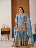 Latest Designer Heavy Chinnon Silk  Top Plazzo and Dupatta Set