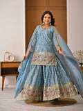 Latest Designer Heavy Chinnon Silk  Top Plazzo and Dupatta Set
