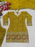 Latest Designer Heavy Chinnon Silk  Top Plazzo and Dupatta Set