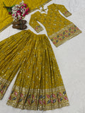 Latest Designer Heavy Chinnon Silk  Top Plazzo and Dupatta Set
