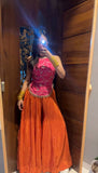 Designer Party Wear Top And Sharara Embroidery  And Sequence Work