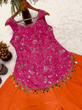 Designer Party Wear Top And Sharara Embroidery  And Sequence Work