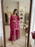 New Design Trending Vicitra Silk Top  Sarara And Dupatta Set