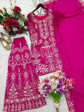 New Design Trending Vicitra Silk Top  Sarara And Dupatta Set