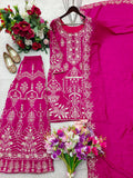 New Design Trending Vicitra Silk Top  Sarara And Dupatta Set