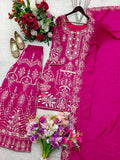 New Design Trending Vicitra Silk Top  Sarara And Dupatta Set