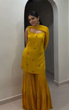 Beautifal Chinon Silk Sharara Set Classy Tones with Premium Fabric