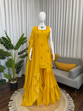 Beautifal Chinon Silk Sharara Set Classy Tones with Premium Fabric
