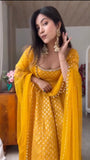 Chanderi Jacquard Butti with Real Mirror With Fancy Lace Salwar Kameez