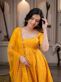 Chanderi Jacquard Butti with Real Mirror With Fancy Lace Salwar Kameez