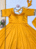 Chanderi Jacquard Butti with Real Mirror With Fancy Lace Salwar Kameez