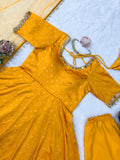Chanderi Jacquard Butti with Real Mirror With Fancy Lace Salwar Kameez