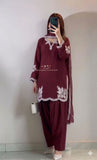 Party Wear Heavy Roman Cotton Farshi Salwar Suit With Embroidery Work