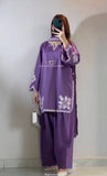 Party Wear Heavy Roman Cotton Farshi Salwar Suit With Embroidery Work