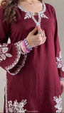 Party Wear Heavy Roman Cotton Farshi Salwar Suit With Embroidery Work
