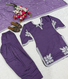 Party Wear Heavy Roman Cotton Farshi Salwar Suit With Embroidery Work