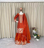 PARTY AND WEDDING OUR DESIGNER WEAR TOP WITH SARARA PAIR IN JIMMY CHOO