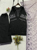 BEAUTIFUL SEQUENCE EMBROIDERED TOP PLAZZO WITH DUPATTA