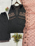 BEAUTIFUL SEQUENCE EMBROIDERED TOP PLAZZO WITH DUPATTA